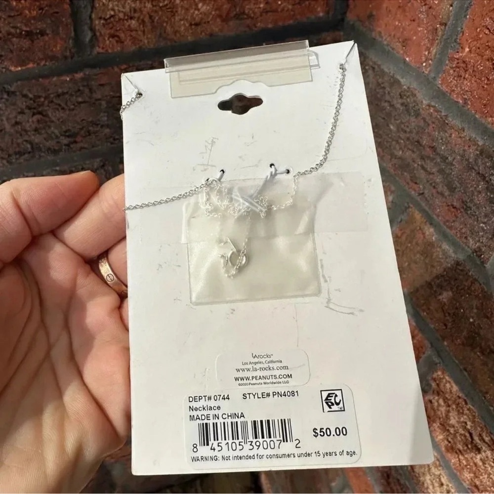 Snoopy Graduated PEANUTS Silver Plated "Snoopy" Graduation Pendant Necklace - Picture 3 of 4